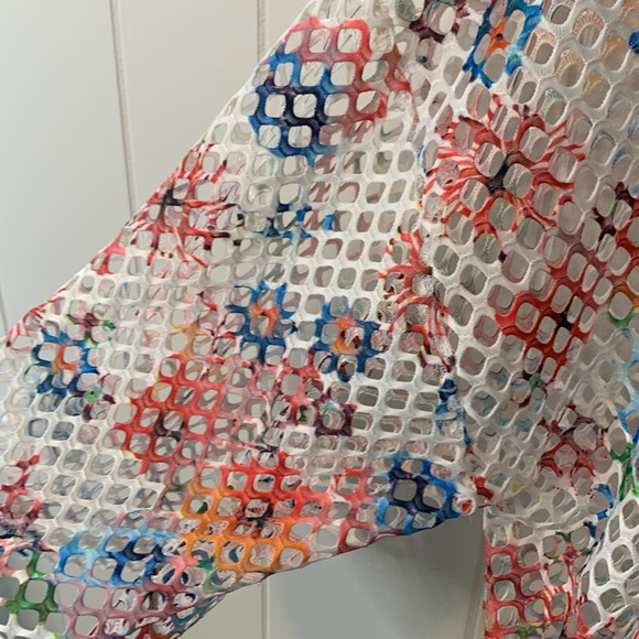 Kaktus Large Mesh Button Up Floral Print Multicolored Size Extra Large - Picture 4 of 6